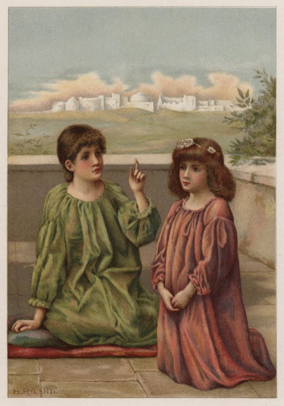 Listening Angels (farge litho) av Henry Ryland