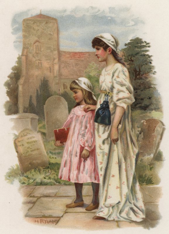 Sabbatsklokker (farge litho) av Henry Ryland