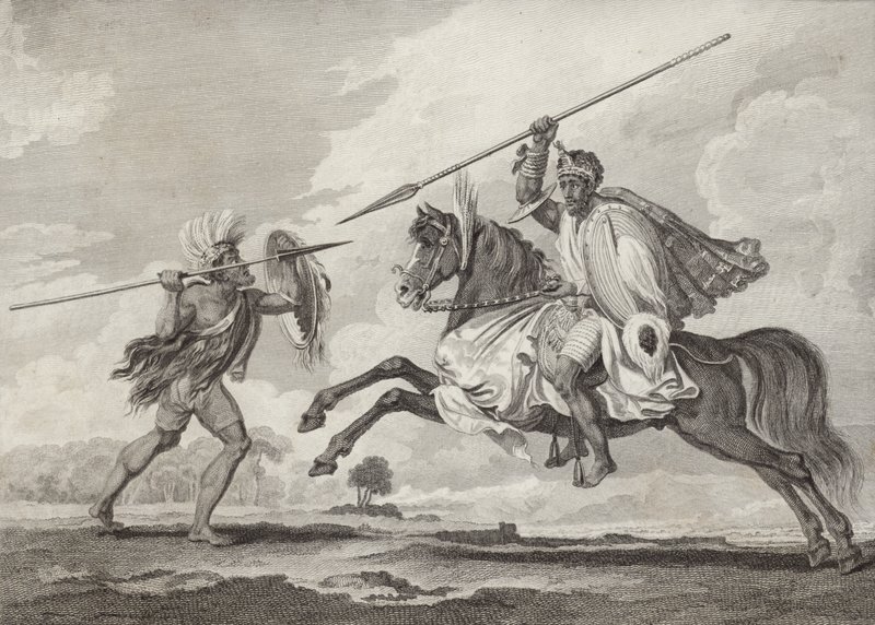 Fit Aurari Zogo angriper en fotsoldat, Etiopia av Henry Salt