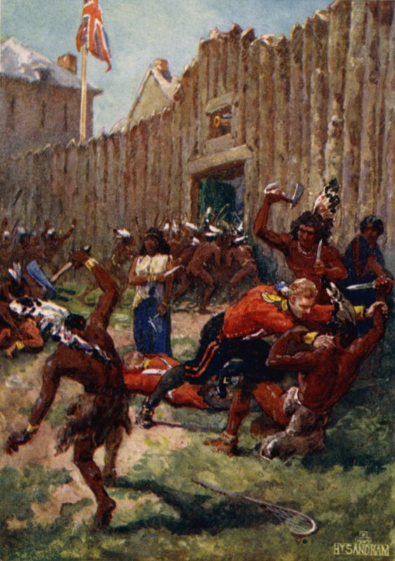 Ojibwe-indianere som overrasket britene ved Fort Michilimackinac, 1763 av Henry Sandham
