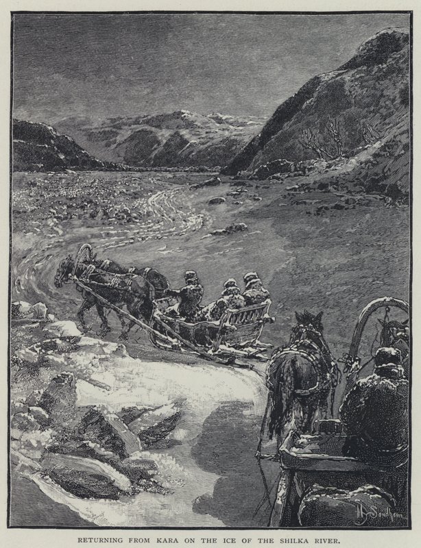 Retur fra Kara på isen til Shilka-elven (litho) av Henry Sandham