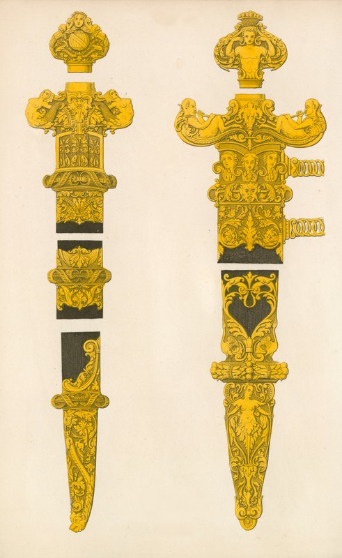 The Ornamental Portions of a Dagger and Sword, designet av Holbein, tidlig på 1500-tallet av Henry Shaw
