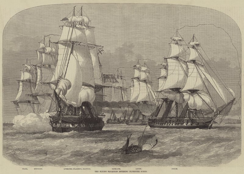 The Flying Squadron kommer inn i Plymouth Sound av Henry Spernon Tozer