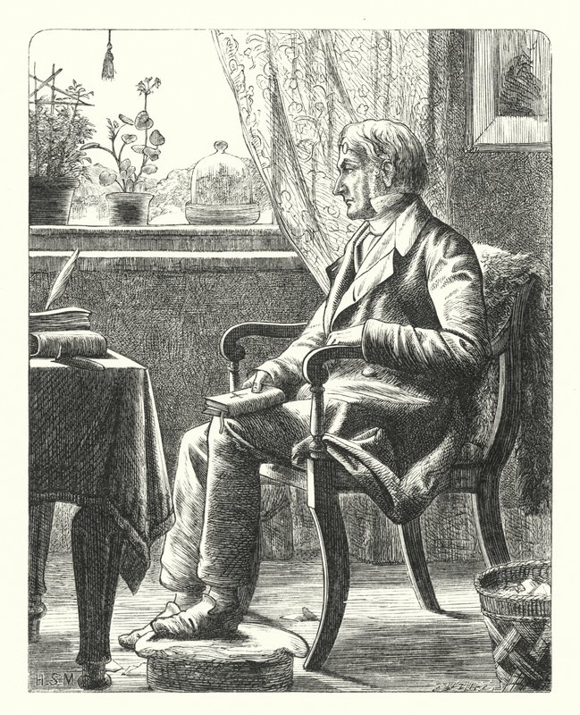 En far som leser Bibelen (gravering) av Henry Stacey (after) Marks