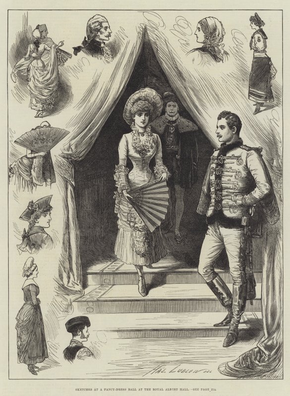 Skisser på et fancy-dressball i Royal Albert Hall av Henry Stephen Ludlow