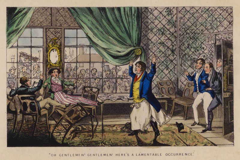 Illustrasjon for Jorrocks' Jaunts and Jollities (farge litho) av Henry Thomas (after) Alken