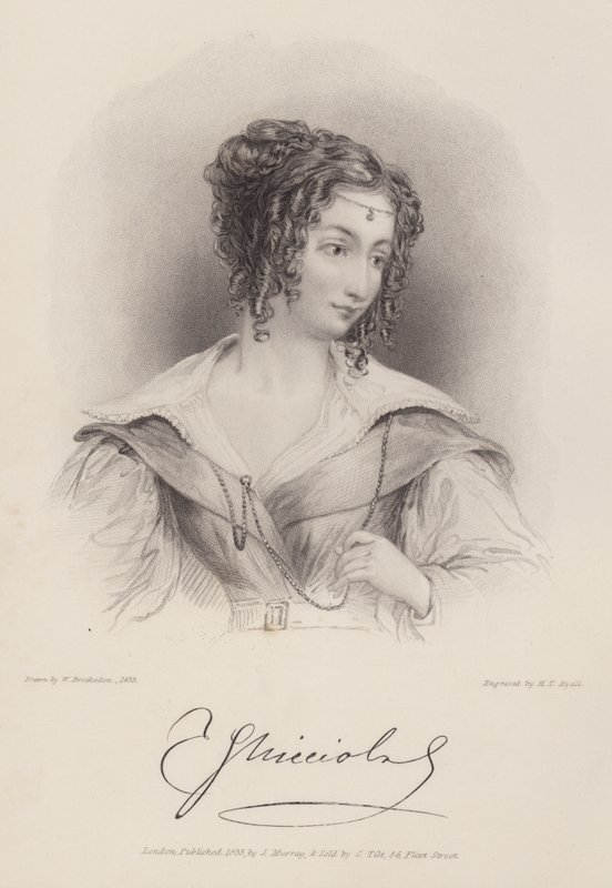 Grevinne Teresa Guiccioli, elskerinne til Lord Byron (gravering) av Henry Thomas (after) Ryall