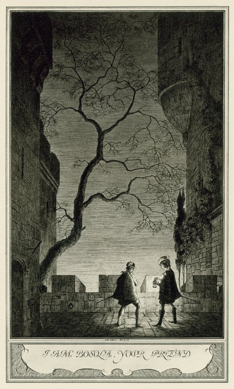 Hertuginnen av Malfi av John Webster: Jeg er Bosola, din venn (litho) av Henry Weston Keen