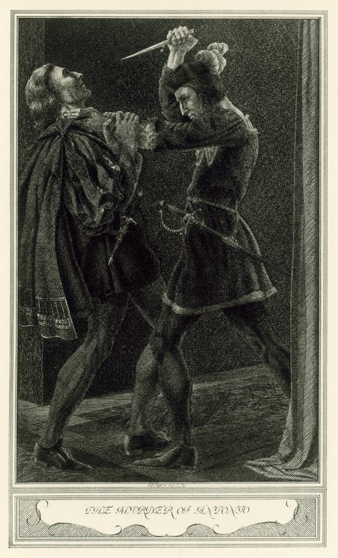Hertuginnen av Malfi av John Webster: Mordet på Antonio (litho) av Henry Weston Keen