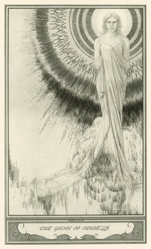 The White Devil av John Webster: The Ghost of Isabella (litho) av Henry Weston Keen