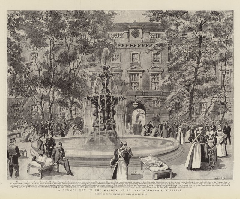 En sommerdag i hagen på St Bartholomew's Hospital av Henry William Brewer