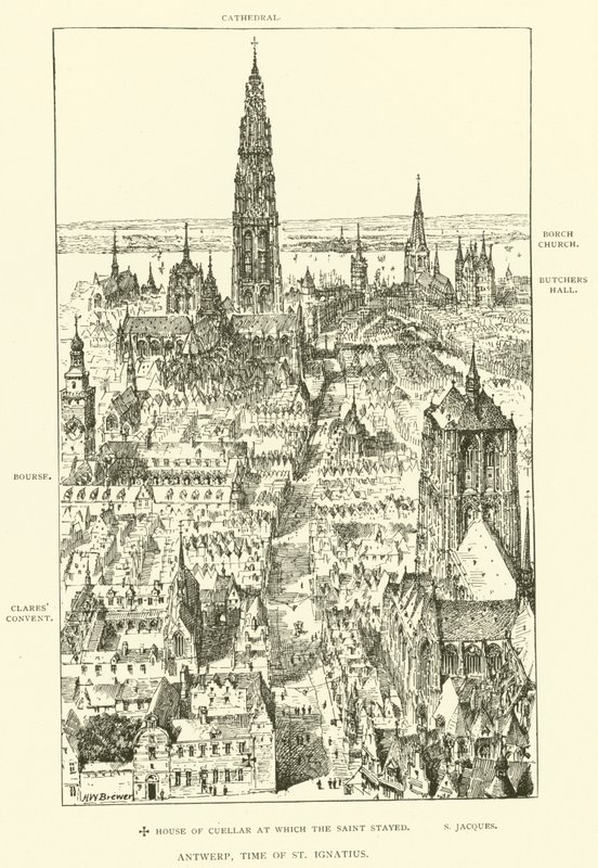 Antwerpen, tiden for St Ignatius (gravering) av Henry William Brewer