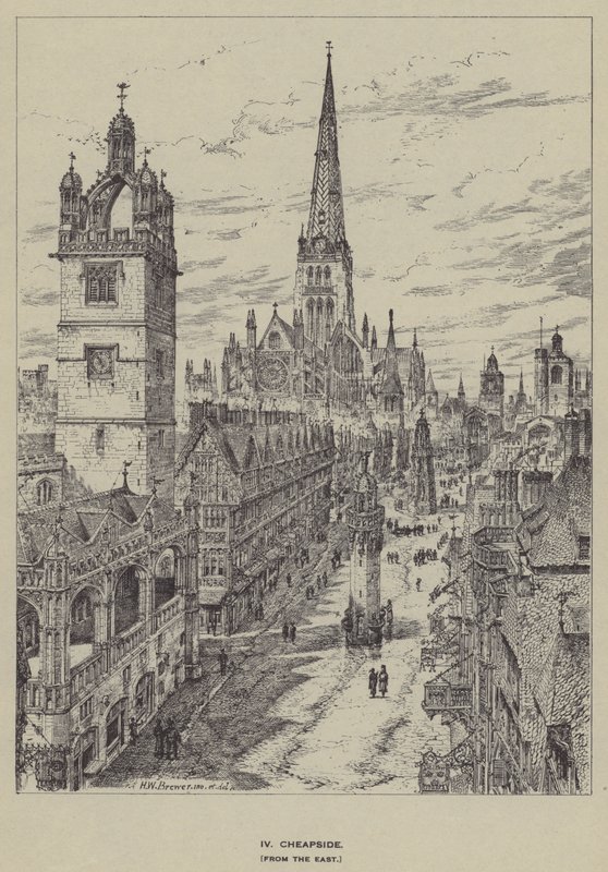 Cheapside, fra øst av Henry William Brewer