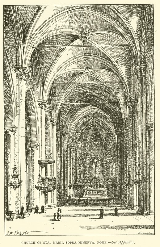 Kirken Sta Maria Sopra Minerva, Roma (gravering) av Henry William Brewer