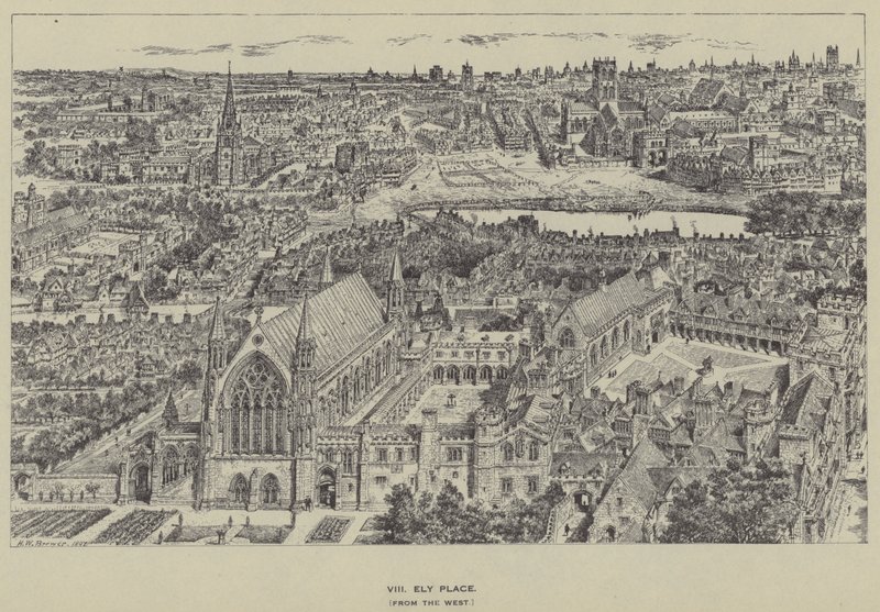 Ely Place, fra vest av Henry William Brewer