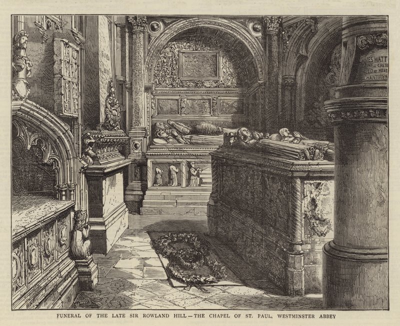 Begravelse til avdøde Sir Rowland Hill, Chapel of St Paul, Westminster Abbey av Henry William Brewer