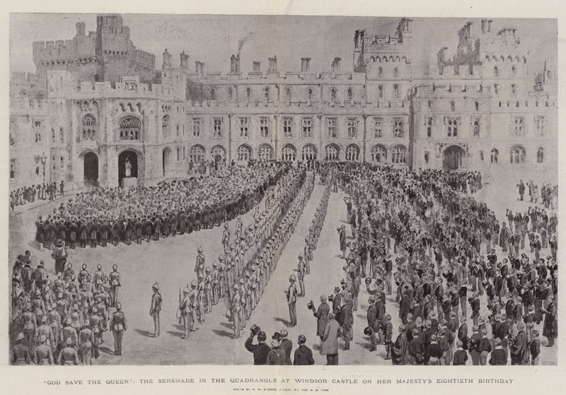 Gud bevare dronningen, Serenade i firkanten på Windsor Castle på Hennes Majestets åttiårsdag av Henry William Brewer