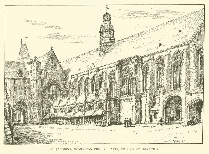 Les Jacobins, Dominican Priory, Paris, tiden for St Ignatius (gravering) av Henry William Brewer