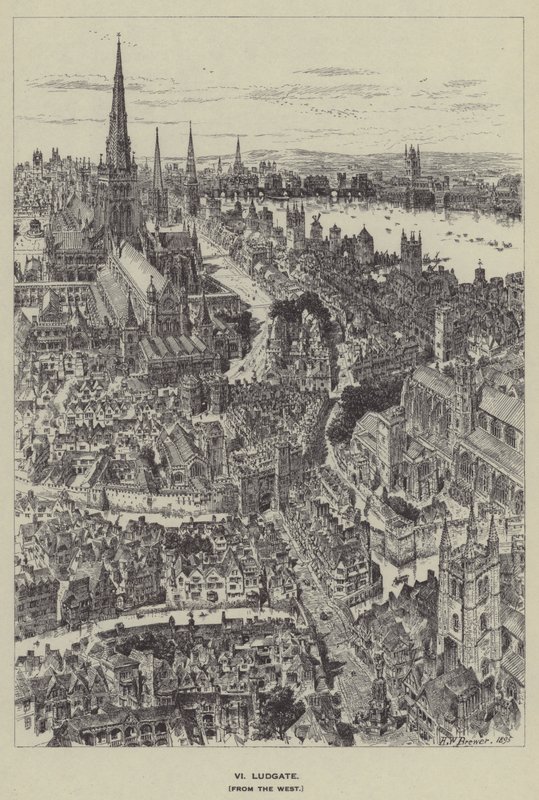Ludgate, fra Vesten av Henry William Brewer