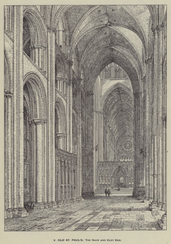 Old St Pauls, The Nave og East End av Henry William Brewer
