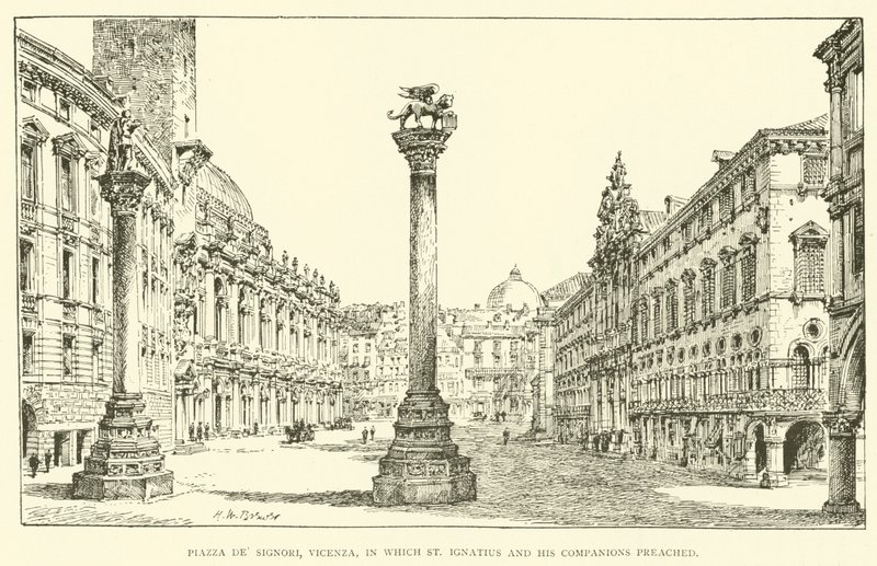 Piazza dei Signori, Vicenza, der St. Ignatius og hans følgesvenner forkynte (gravering) av Henry William Brewer