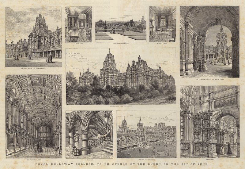 Royal Holloway College, som skal åpnes av dronningen 30. juni av Henry William Brewer