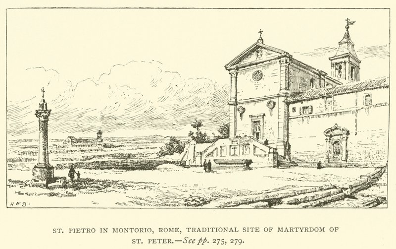 St Pietro i Montorio, Roma, tradisjonelt sted for St. Peters martyrdom (gravering) av Henry William Brewer