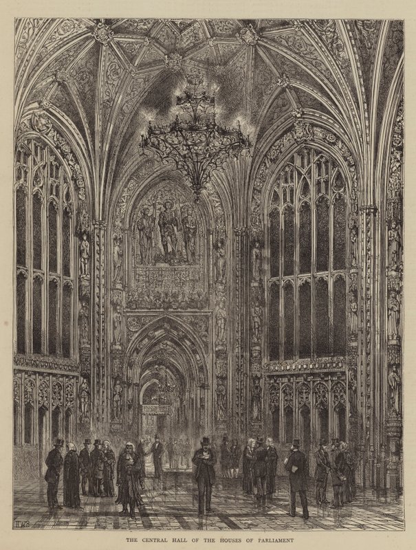 Den sentrale salen til Houses of Parliament av Henry William Brewer