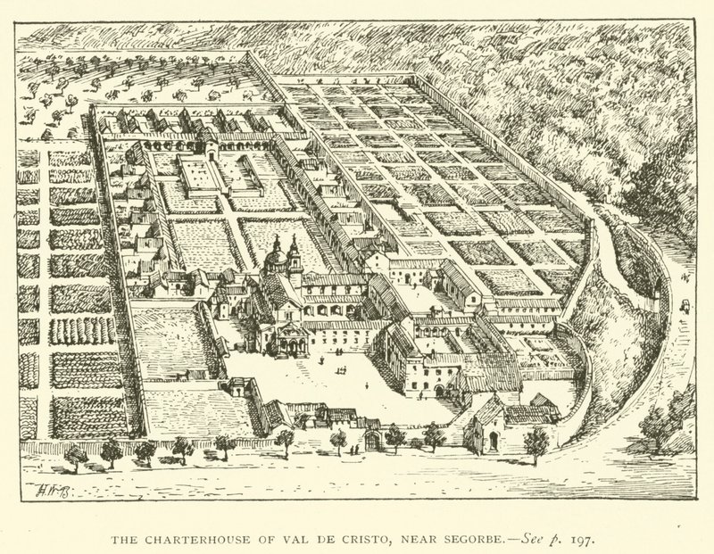 Charterhouse of Val de Cristo, nær Segorbe (gravering) av Henry William Brewer