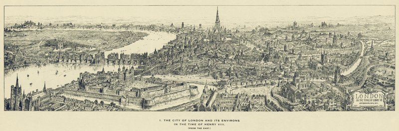 City of London og dens omgivelser i Henry VIIIs tid, fra øst av Henry William Brewer