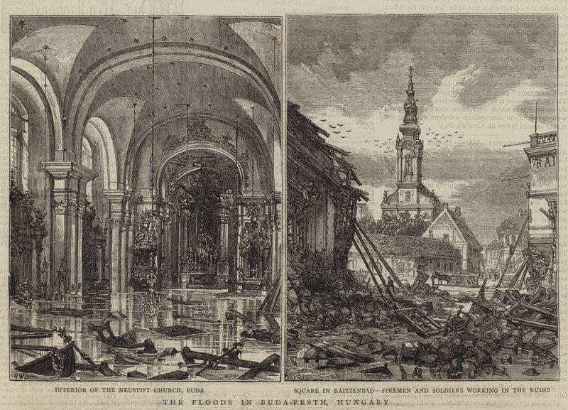 Flommen i Buda-Pesth, Ungarn av Henry William Brewer