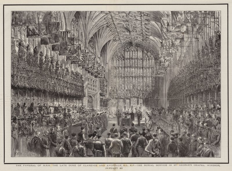 Begravelsen til HRH den avdøde hertugen av Clarence og Avondale, KG, KP, begravelsestjenesten i St George's Chapel, Windsor, 20. januar av Henry William Brewer