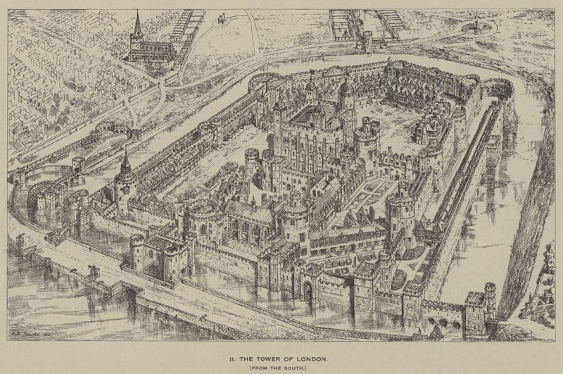 Tower of London, fra sør av Henry William Brewer