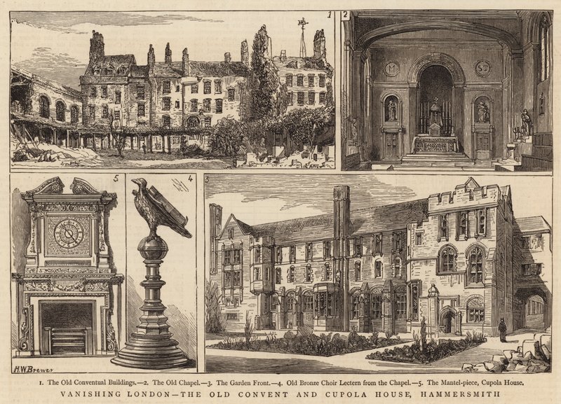 Vanishing London, Old Convent and Cupola House, Hammersmith av Henry William Brewer
