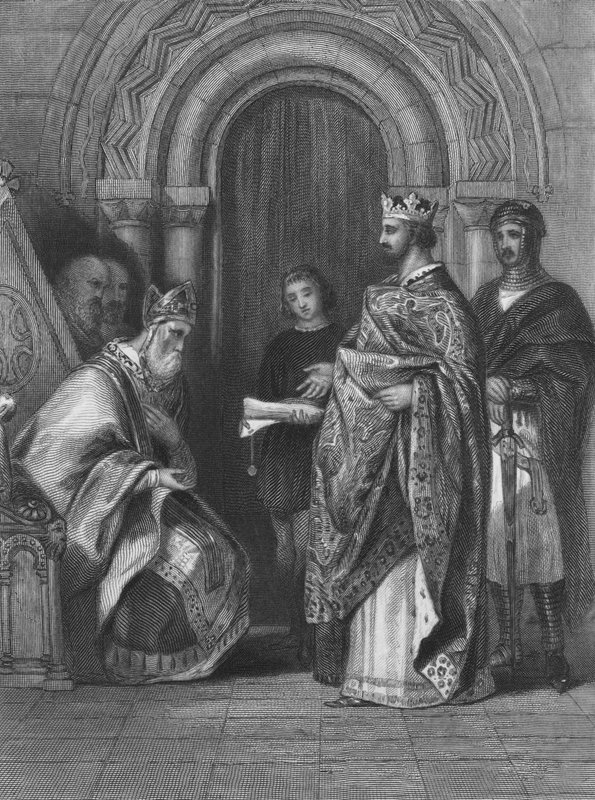Kong Henry II av England presenterer den pavelige oksen fra 1155 som tillot ham å invadere, styre og styre Irland av Henry after Warren