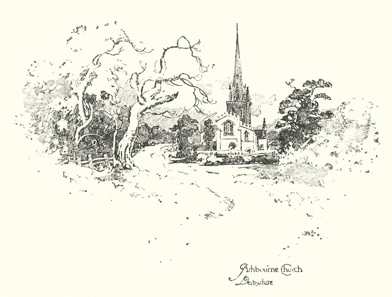 Ashbourne Church, Derbyshire (litho) av Herbert (after) Railton