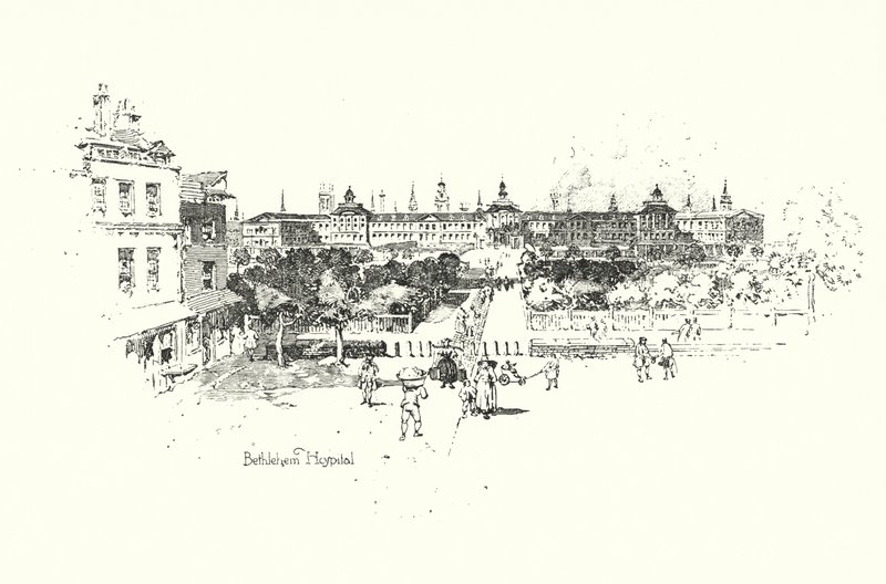 Bethlehem Hospital, London (litho) av Herbert (after) Railton