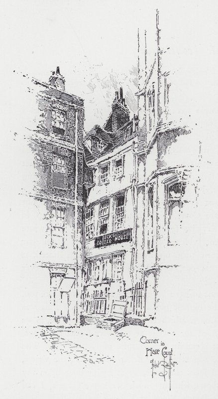 Hjørne i Hare Court (gravering) av Herbert (after) Railton