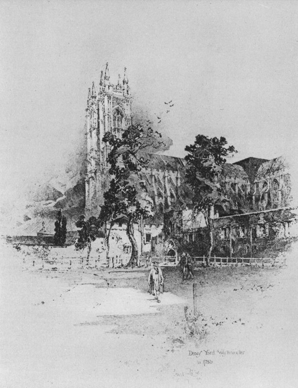 Deans Yard, Westminster, London, i 1730 (litho) av Herbert (after) Railton