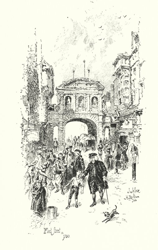Dr Johnson, Fleet Street, London, i 1780 (litho) av Herbert (after) Railton