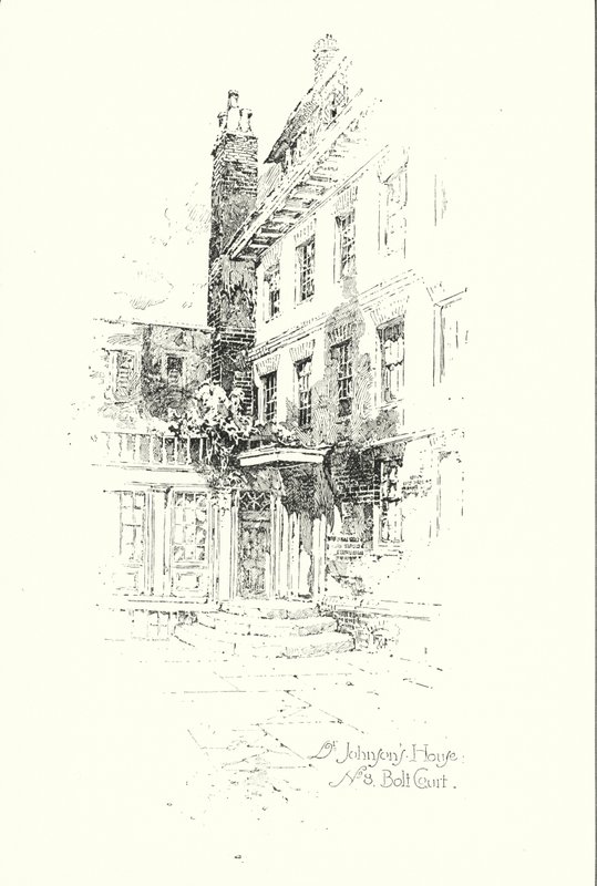 Dr Johnson's House, No 8 Bolt Court, London (litho) av Herbert (after) Railton