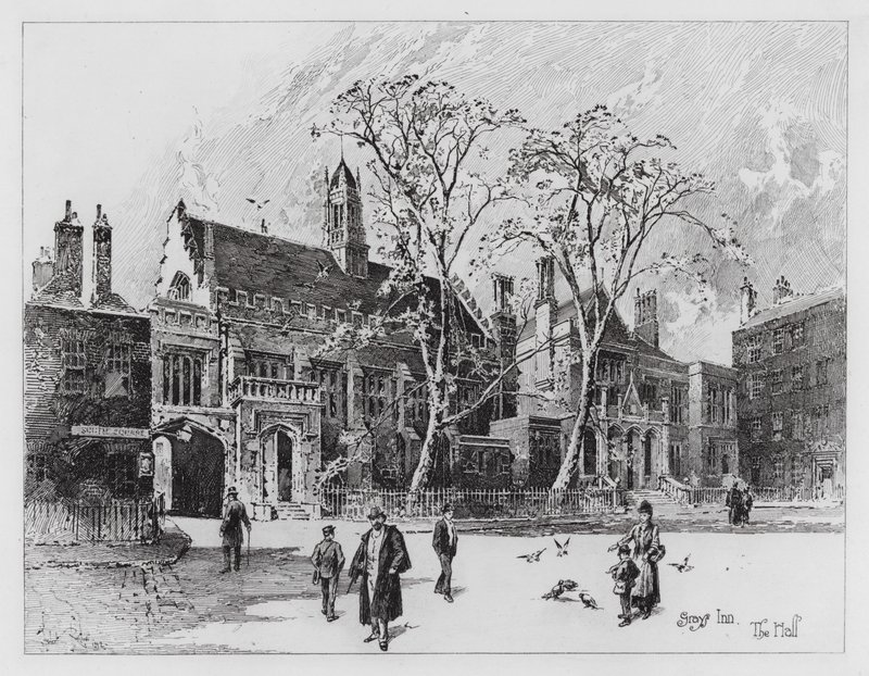 Grey's Inn (gravering) av Herbert (after) Railton