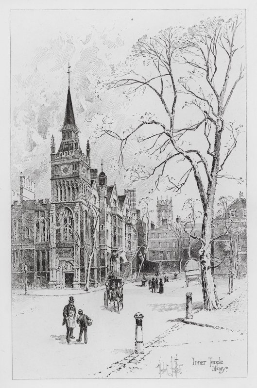 Inner Temple Library (gravering) av Herbert (after) Railton