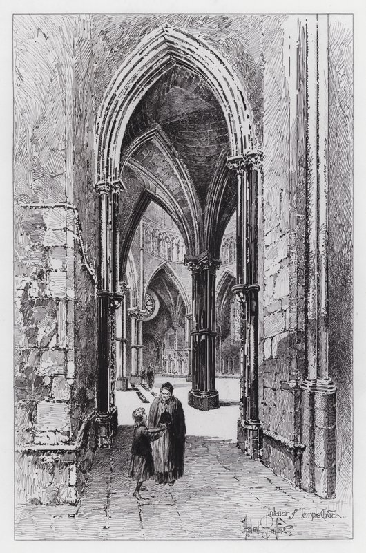Interiør av Temple Church (gravering) av Herbert (after) Railton