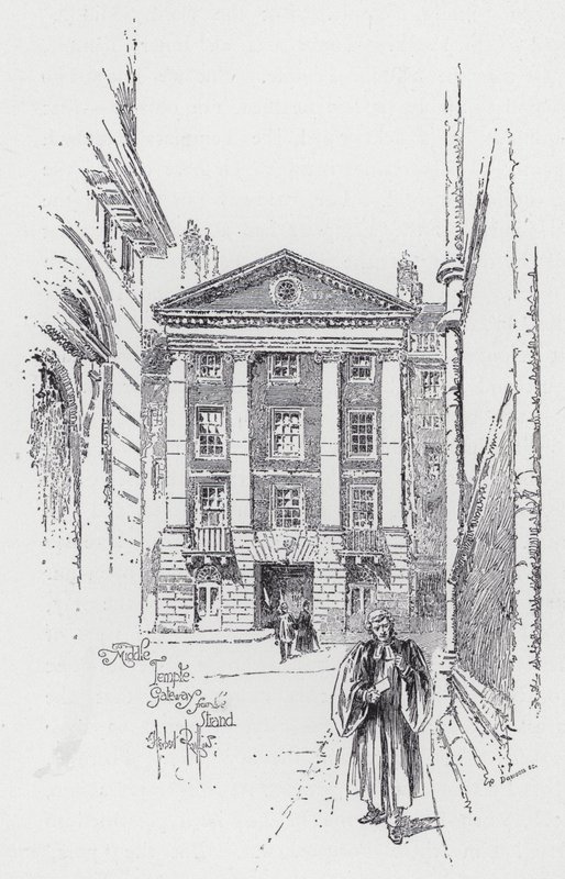 Middle Temple Gateway from the Strand (gravering) av Herbert (after) Railton