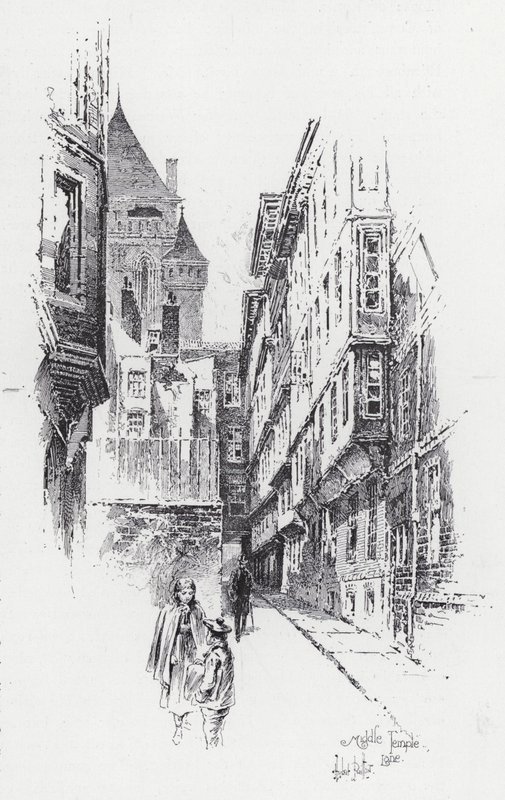 Middle Temple Lane (gravering) av Herbert (after) Railton