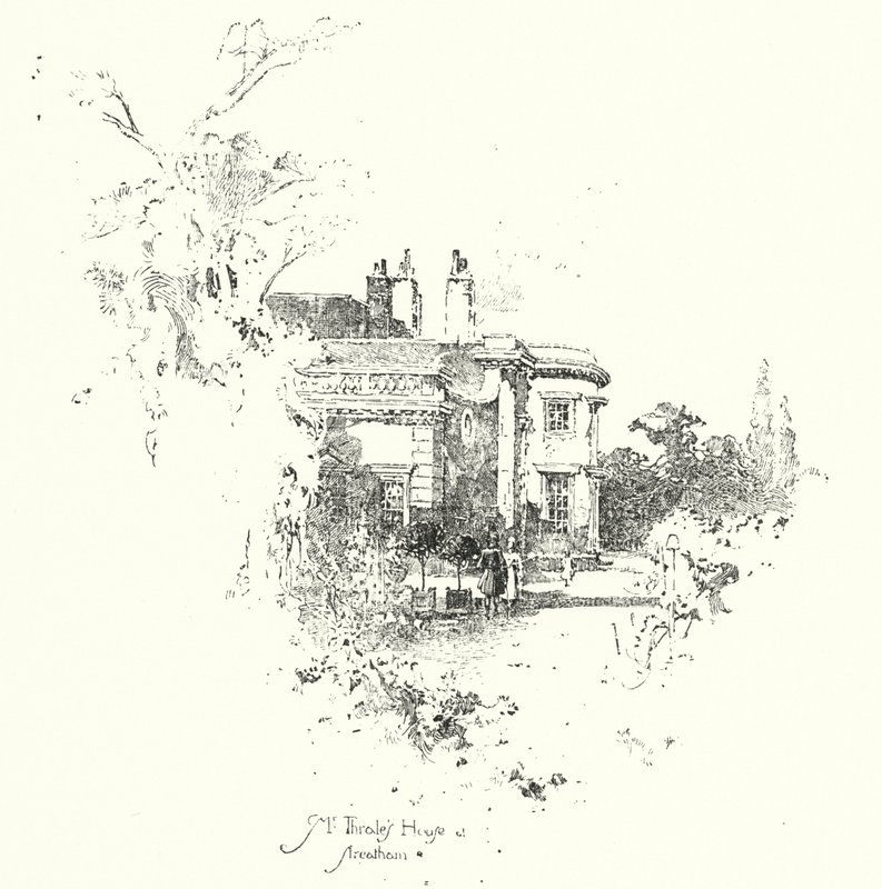 Mrs Thrales hus, Streatham (litho) av Herbert (after) Railton