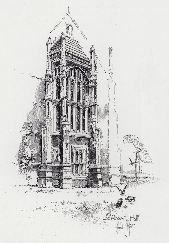 Oriel-vindu i hall (gravering) av Herbert (after) Railton