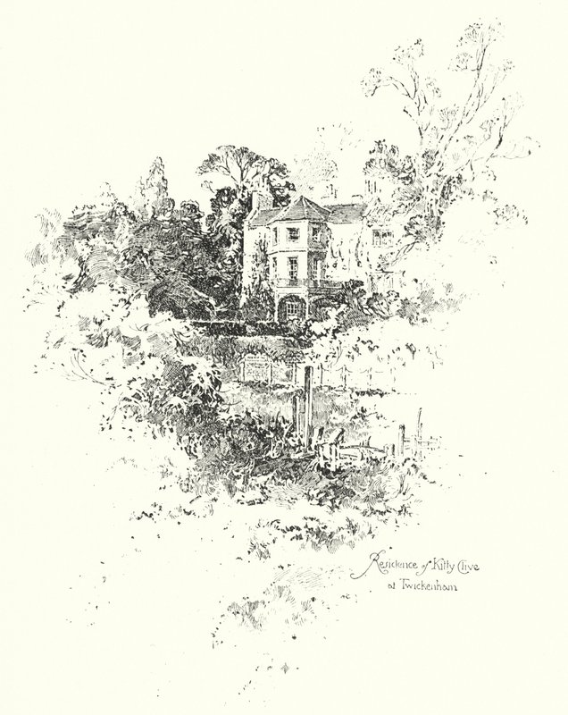 Residence til Kitty Clive, Twickenham, London (litho) av Herbert (after) Railton