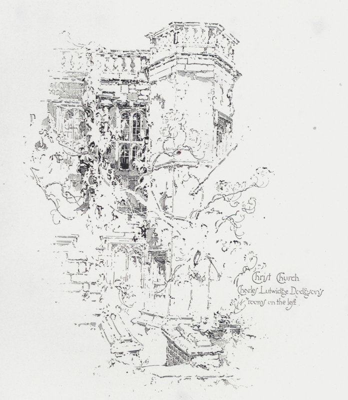 Rom til den engelske forfatteren Charles Lutwidge Dodgson (Lewis Carroll), Christ Church College, Oxford (litho) av Herbert (after) Railton